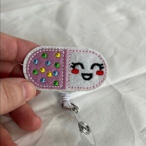 Cute Smiling Badge Reel with Colorful Dots